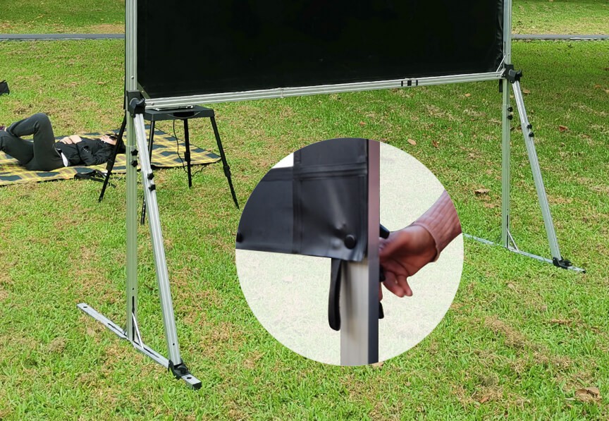 SCREENPRO Portable Fast-Folding Projector Screen on the field