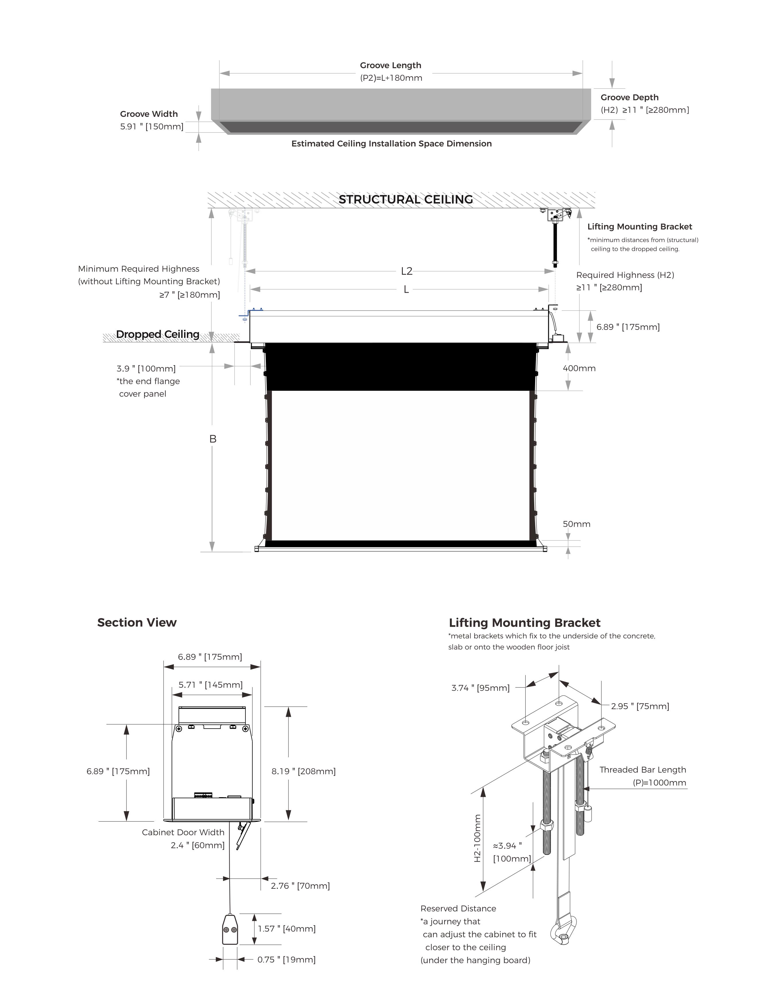 In Ceiling Screen - Ti-3C