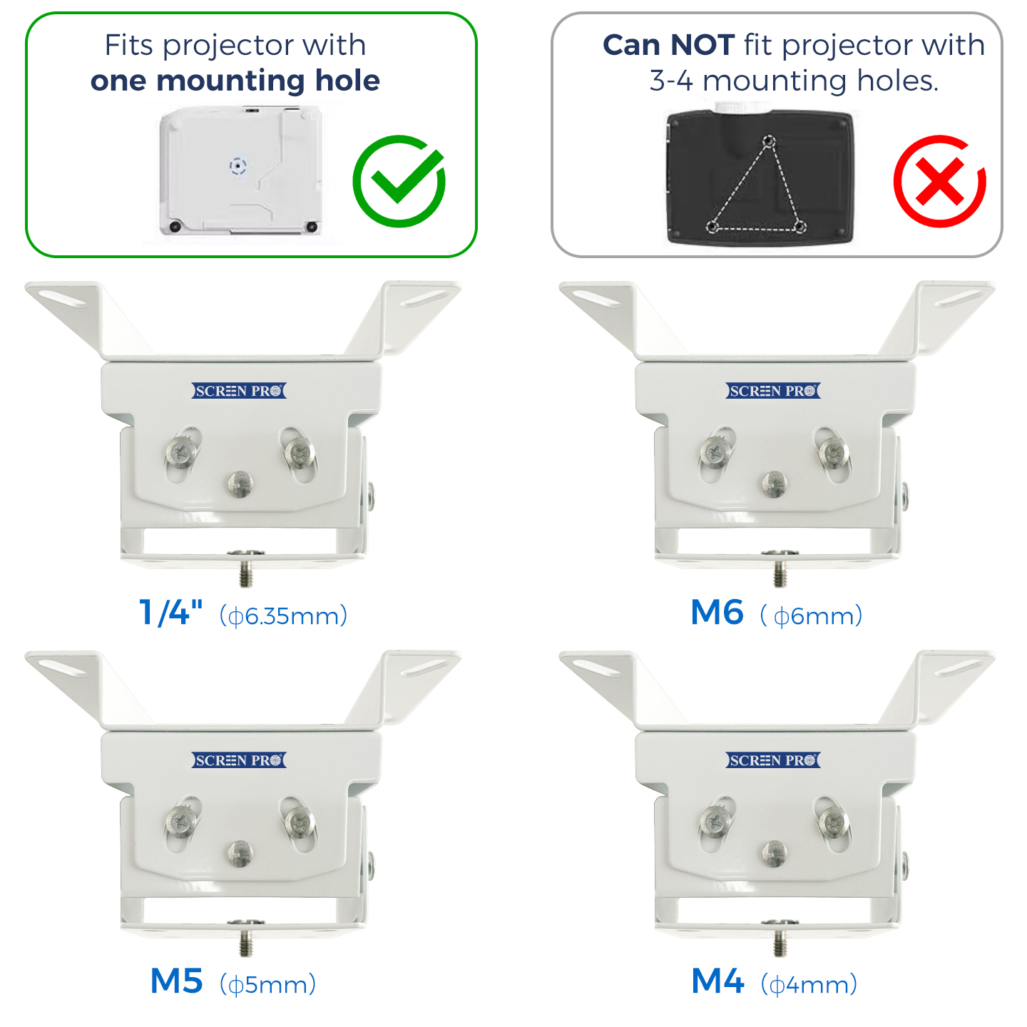 Ceiling Projector Mount Bracket ¼-Inch Screw, Compatible with TMY, HAPPRUN, Yaber, Epson & Most Projectors