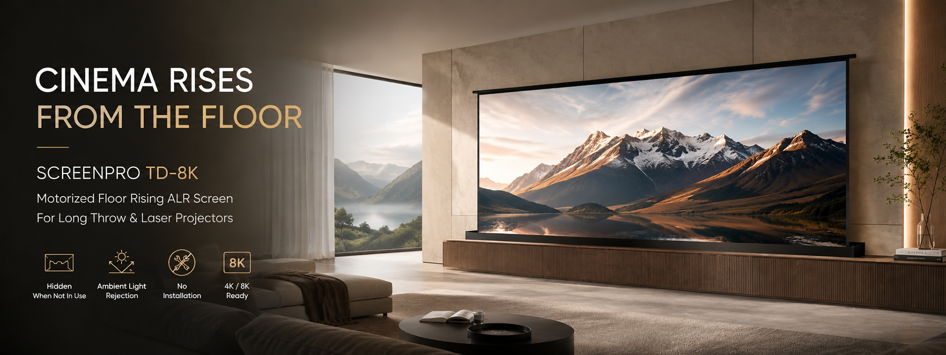 SCREENPRO floor rising screen in different ratio
