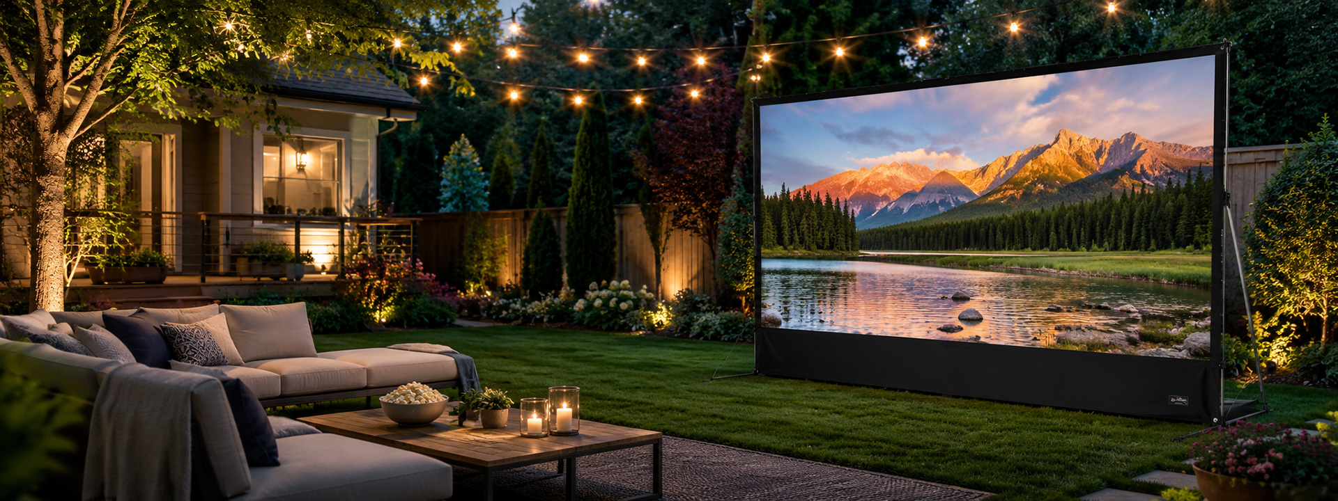 SCREENPRO QB Series portable outdoor movie screen for backyard cinema and event projection screen setup