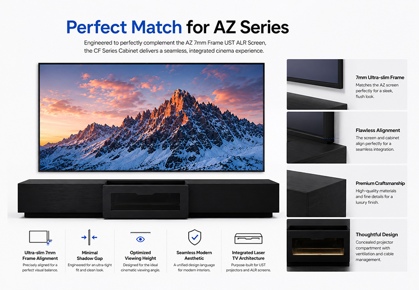 SCREENPRO CF Series cabinet perfectly matched with AZ 7mm frame UST ALR screen