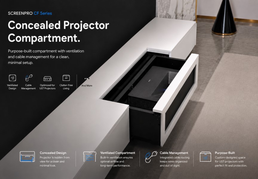 SCREENPRO CF Series concealed projector compartment