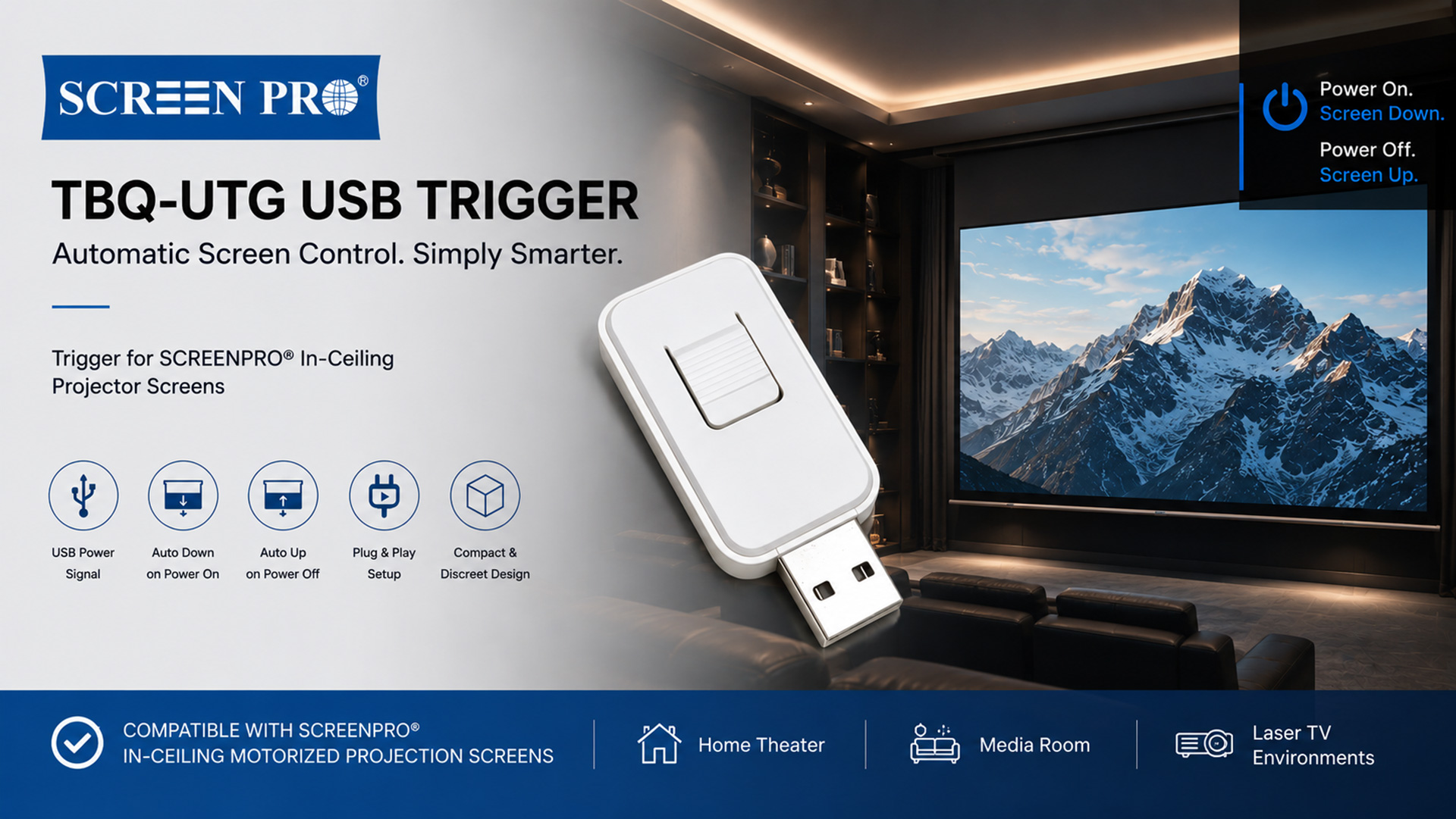 SCREENPRO TBQ-UTG USB Trigger for in-ceiling motorized projector screen automatic screen control