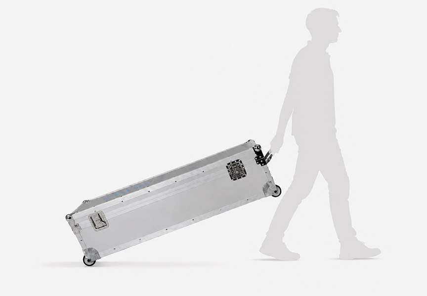 SCREENPRO portable quick fold projection screen with flight case for event rental transport
