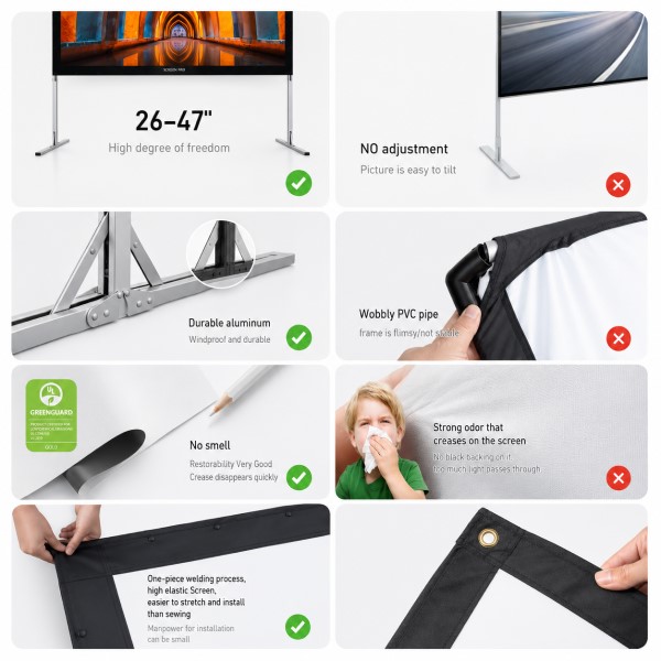 SCREENPRO Portable Quick Fold Projector Screen | Backyard Cinema Screen QB Series