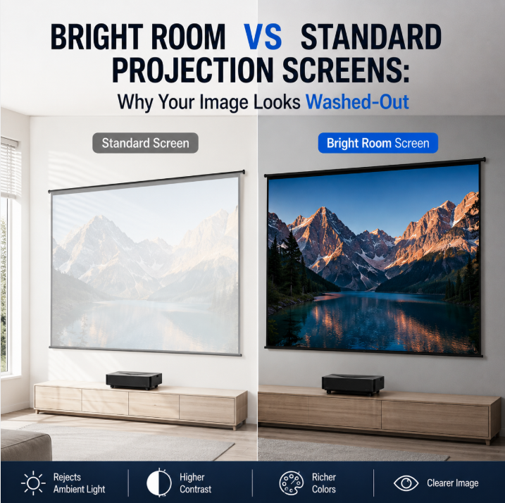 Bright Room vs Standard Projection Screens: Why Your Image Looks Washed Out?