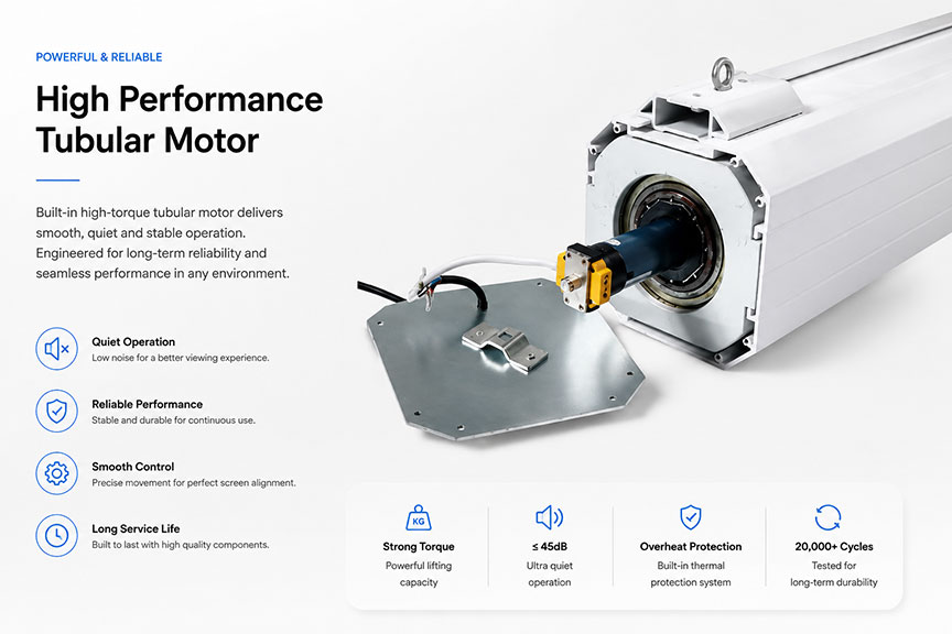 easy maintenance motor replacement design for commercial projector screen