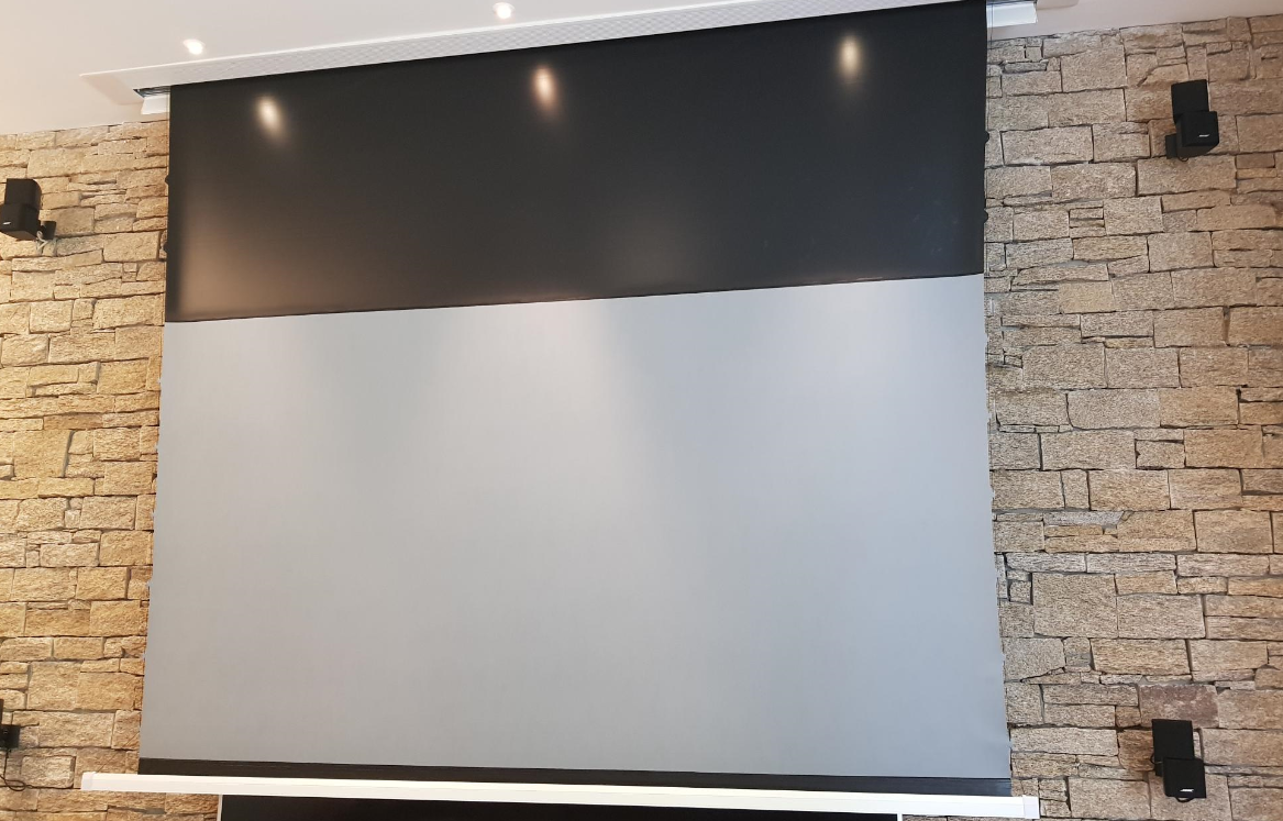 SCREENPRO motorized ALR screen application for short throw projector home cinema