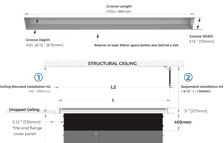 SCREENPRO AI in-ceiling ALR screen bottom bar retraction detail for Jampo and Jampo L series