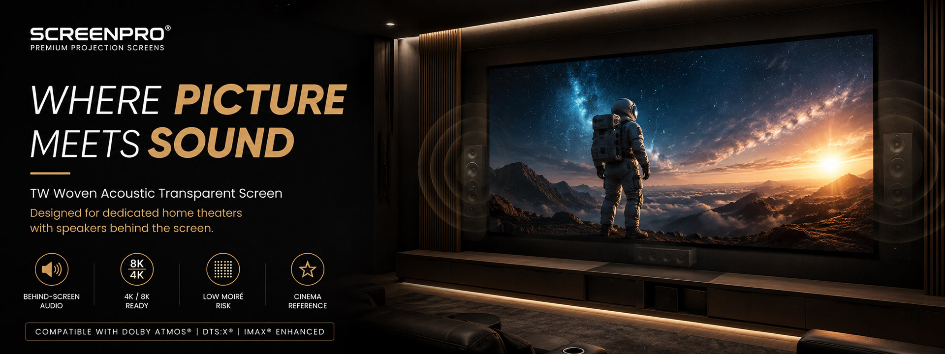 SCREENPRO acoustic transparent projection screen for home theater