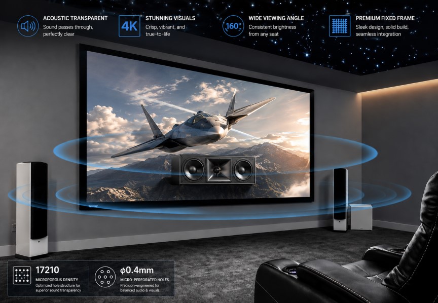SCREENPRO black velvet fixed frame projector screen for home cinema
