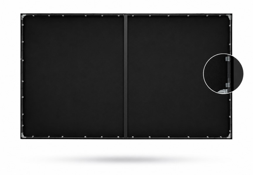 SCREENPRO black backing fabric reduces rear wall light reflection and light leakage