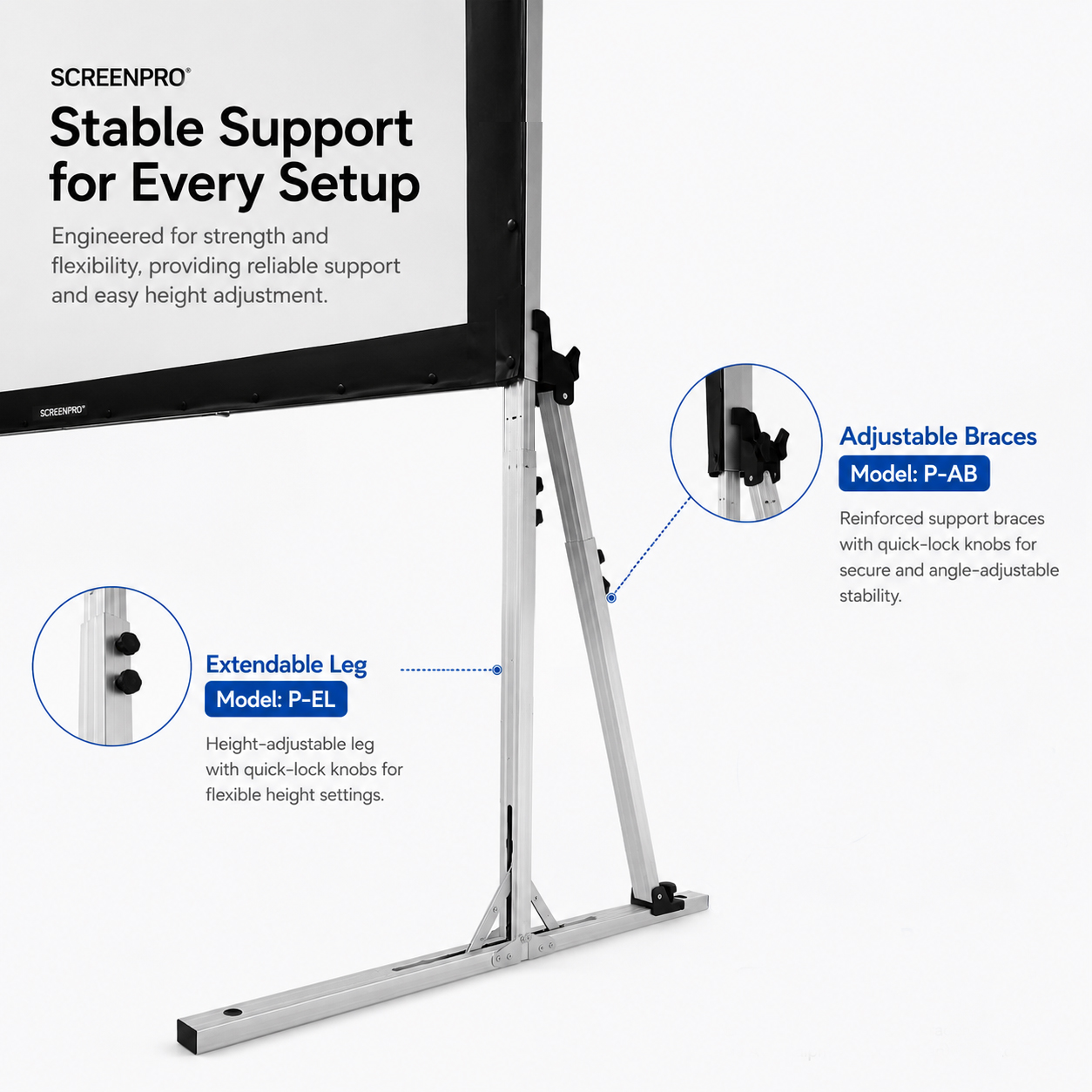 Projection Screen Adjustable Braces