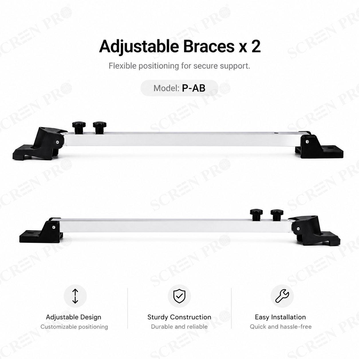 SCREENPRO P-AB adjustable braces for reinforcing projection screen support legs