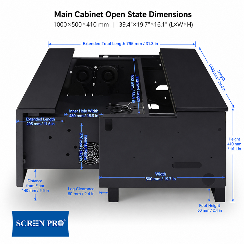 SCREENPRO Motorized UST Projector Cabinet