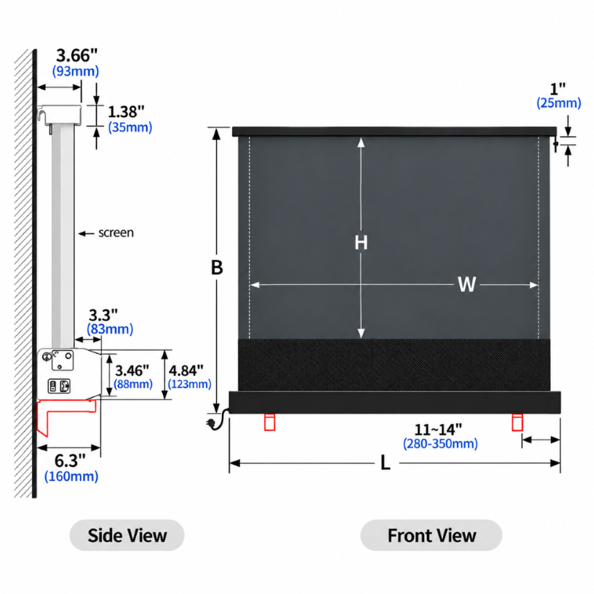 Screen Wall Bracket for Floor Rising Projector Screens