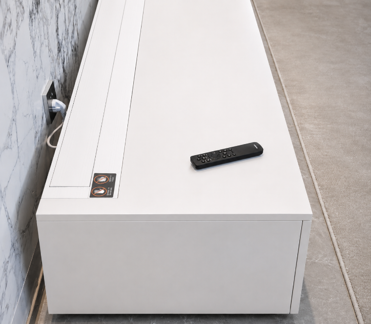 Modern laser TV cabinet with storage for projector and media devices