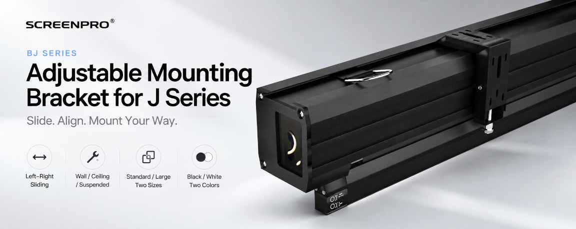 SCREENPRO BJ Series adjustable mounting bracket for J Series motorized projector screens